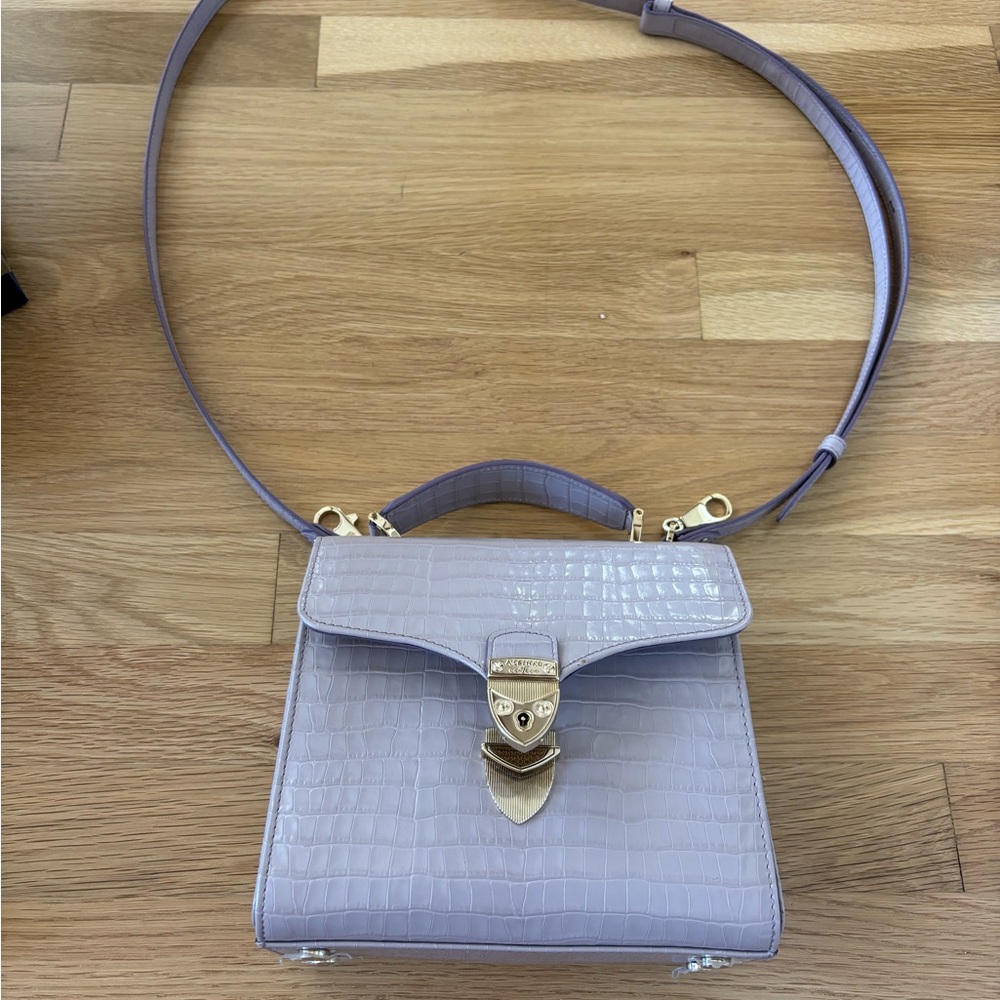 Aspinal of London Lilac Croc-Embossed Top-Handle Bag - Picture 8 of 11